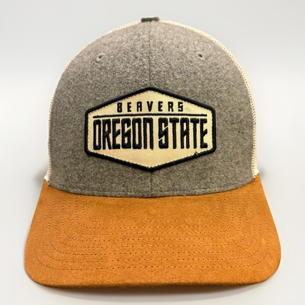 47 Brand Tan Gray Oregon State Beavers Patch Adjustable SnapBack Trucker Hat Cap